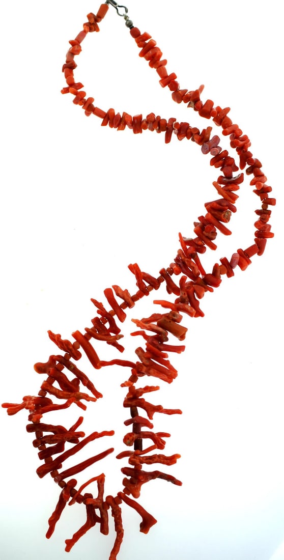 CORAL BRANCHES NECKLACE VINTAGE C.1960 STRAND GORGEOUS COLOR - 4