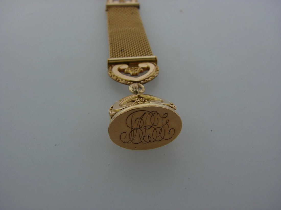 VICTORIAN ANTIQUE C.1900 GOLD PLATED FOB FLEUR DE LIS BROOCH PIN - 3