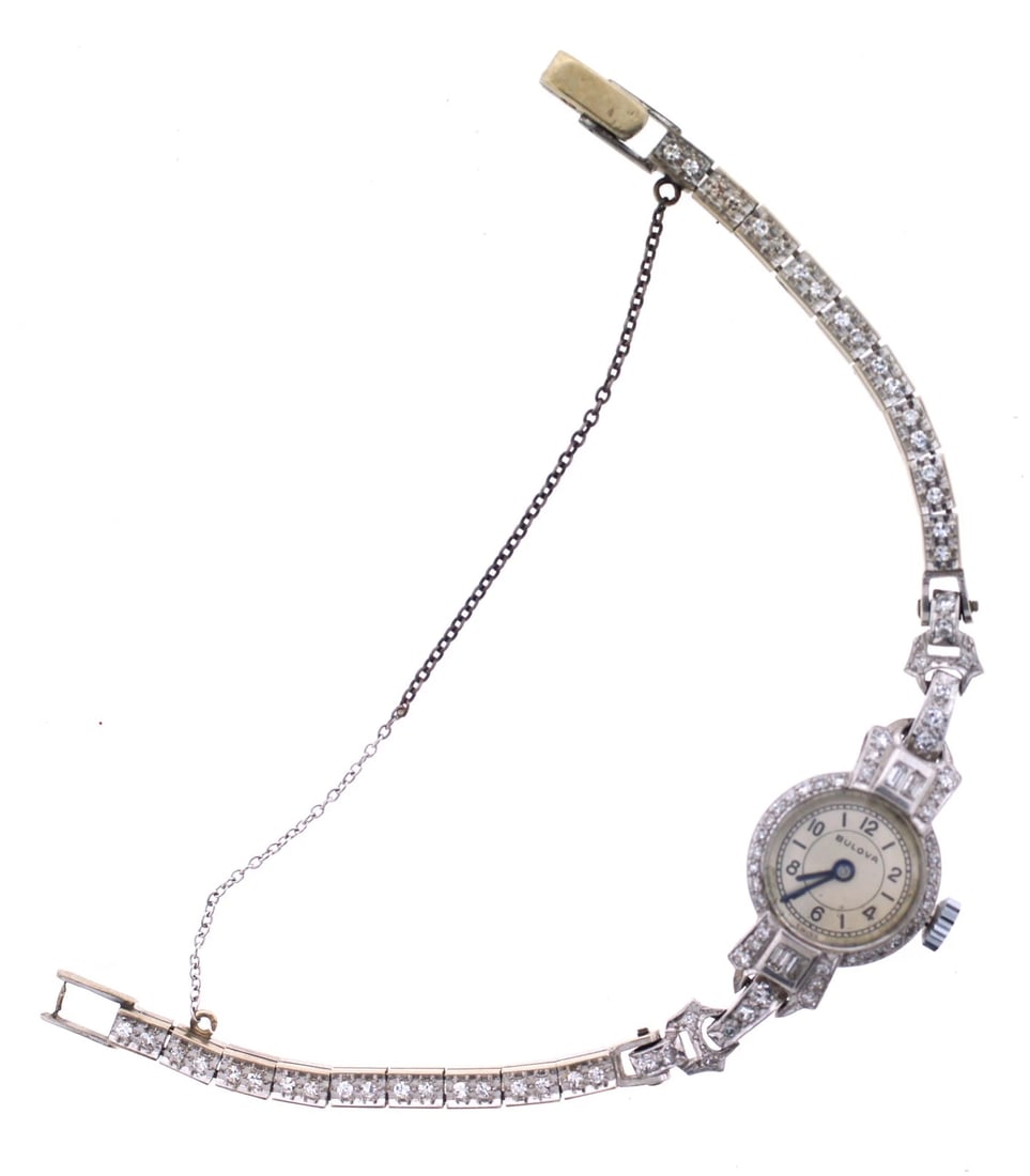 CHIC Bulova Platinum & Single Cut Diamond Watch Circa 1920! - 4
