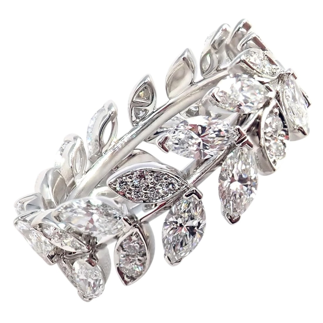 Authentic! Tiffany & Co Platlinum Victoria Vine Diamond 1.90ct Eternity Ring 7 - 10