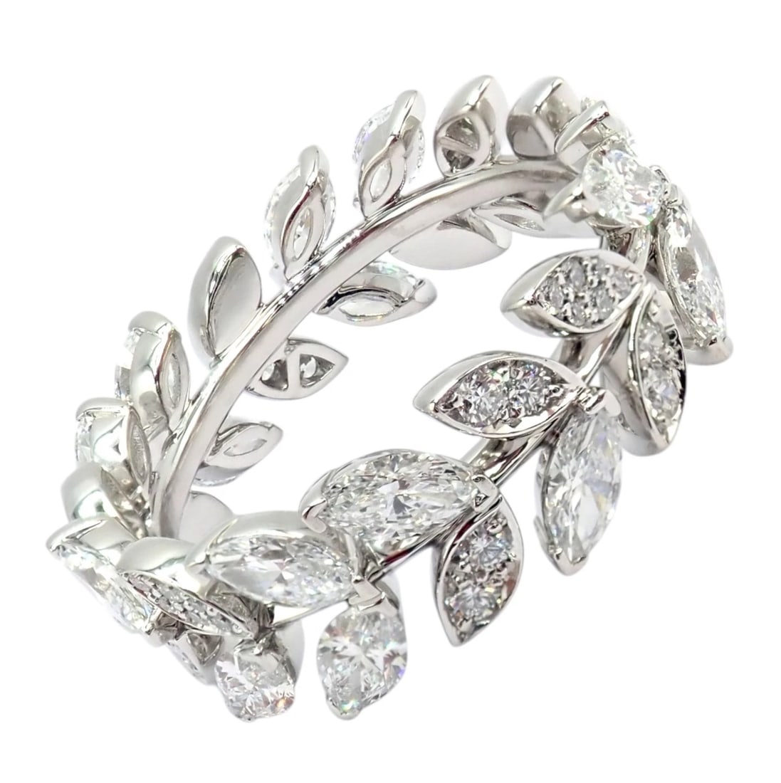 Authentic! Tiffany & Co Platlinum Victoria Vine Diamond 1.90ct Eternity Ring 7 - 5