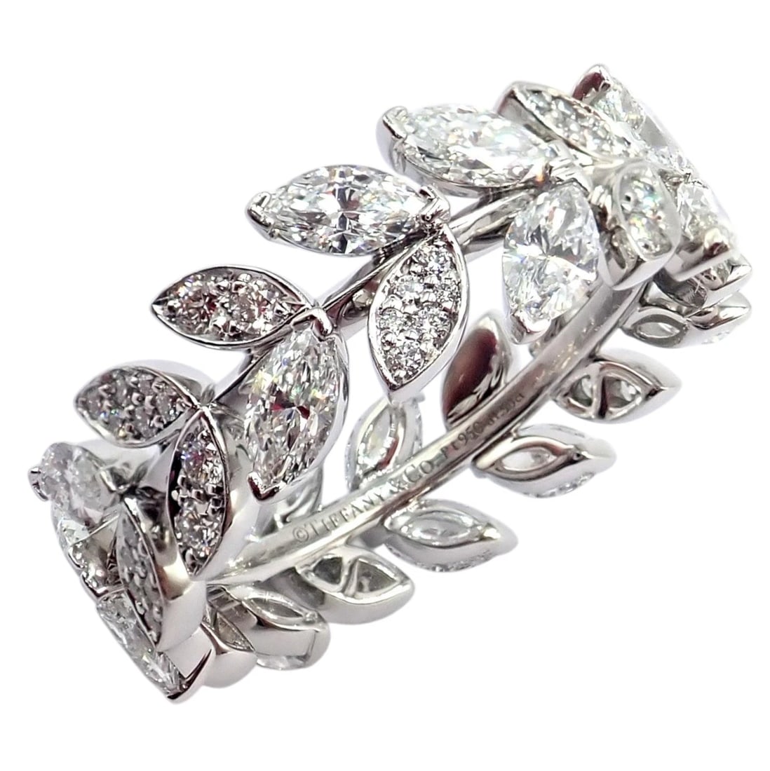 Authentic! Tiffany & Co Platlinum Victoria Vine Diamond 1.90ct Eternity Ring 7 - 7