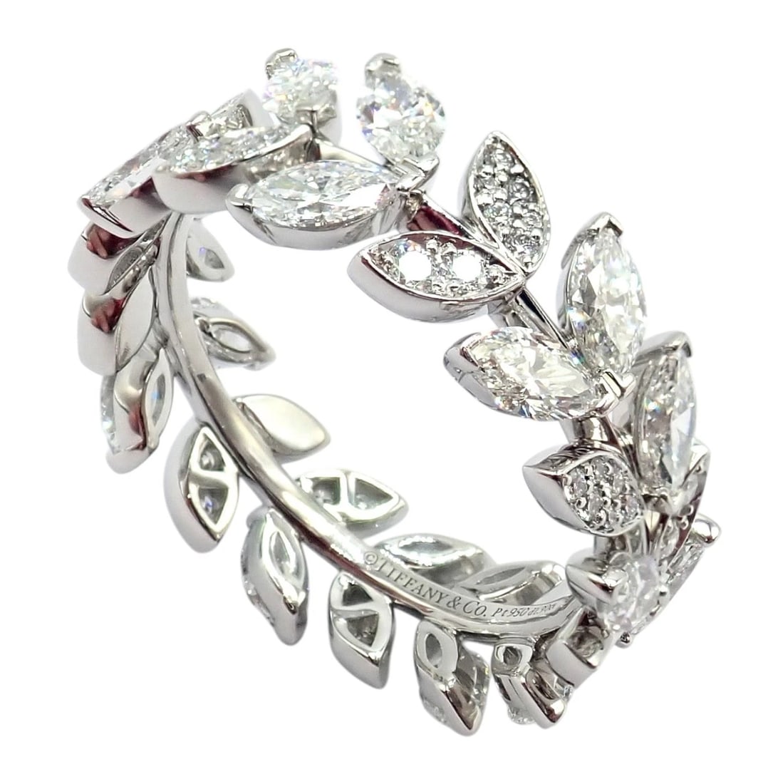 Authentic! Tiffany & Co Platlinum Victoria Vine Diamond 1.90ct Eternity Ring 7 - 8