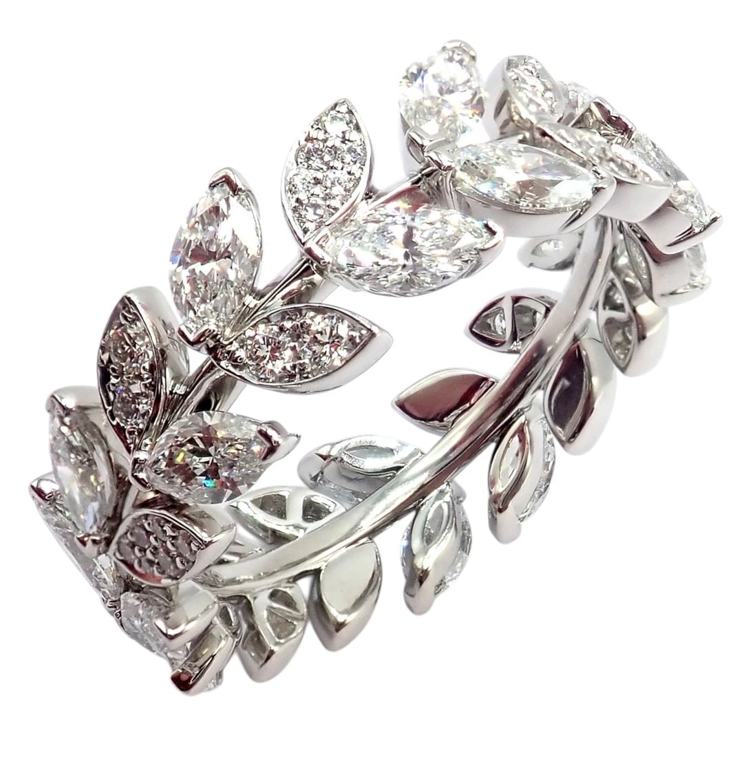 Authentic! Tiffany & Co Platlinum Victoria Vine Diamond 1.90ct Eternity Ring 7 - 9