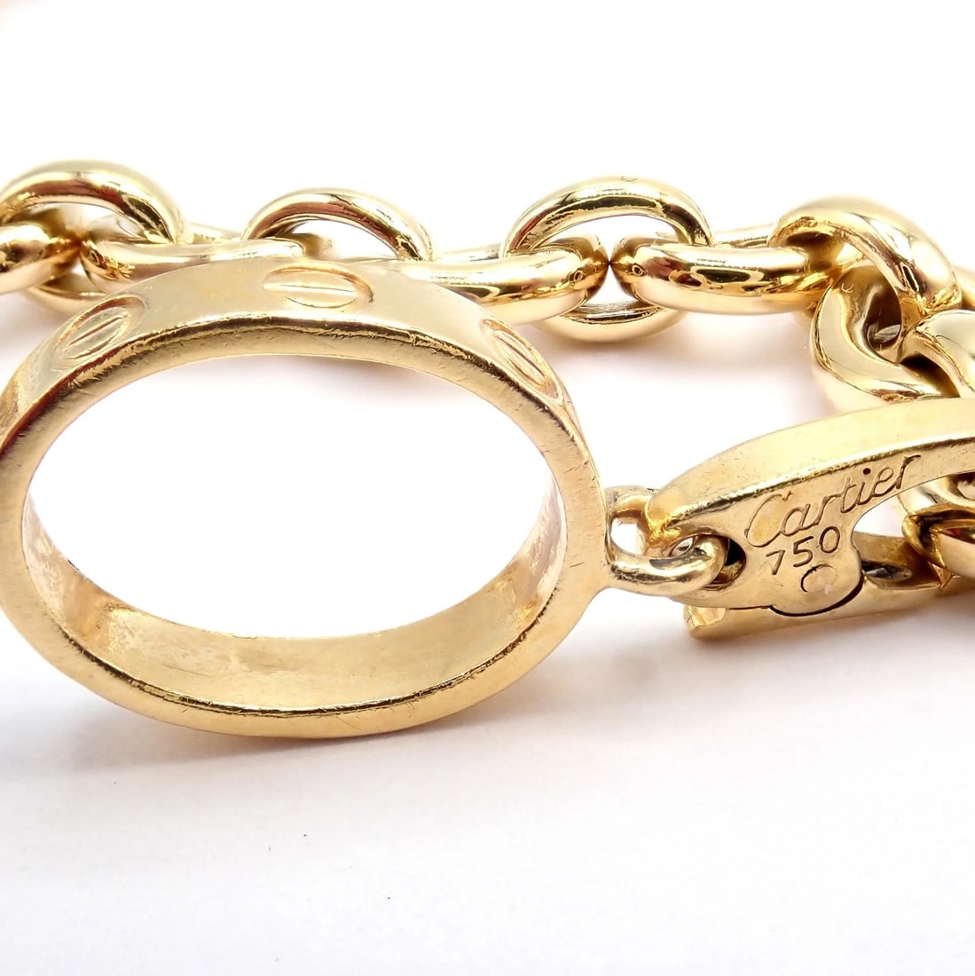 Authentic Cartier 18k Yellow Gold LOVE Trinity Double C Charm Link Bracelet 1995 - 10