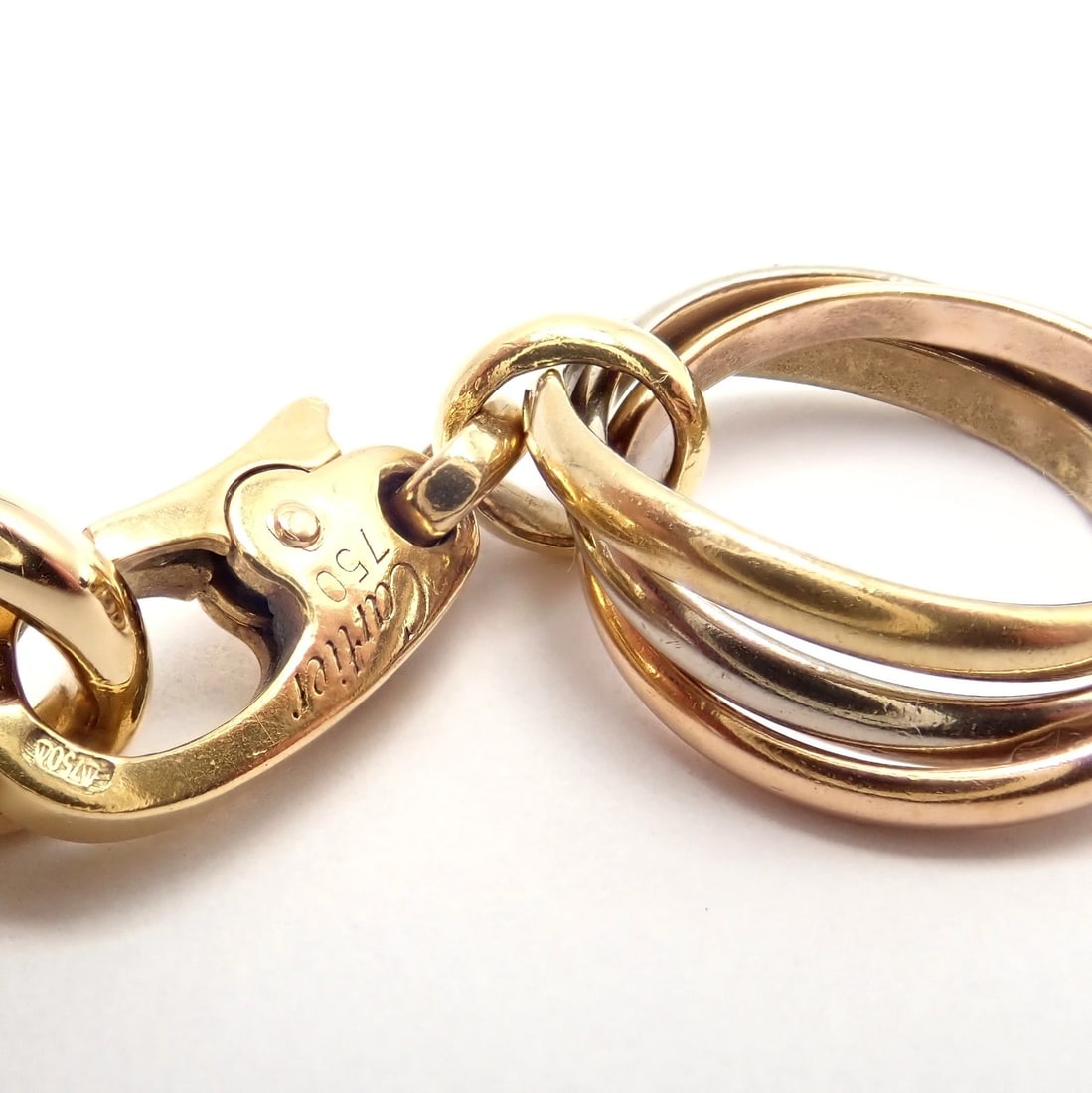 Authentic Cartier 18k Yellow Gold LOVE Trinity Double C Charm Link Bracelet 1995 - 11