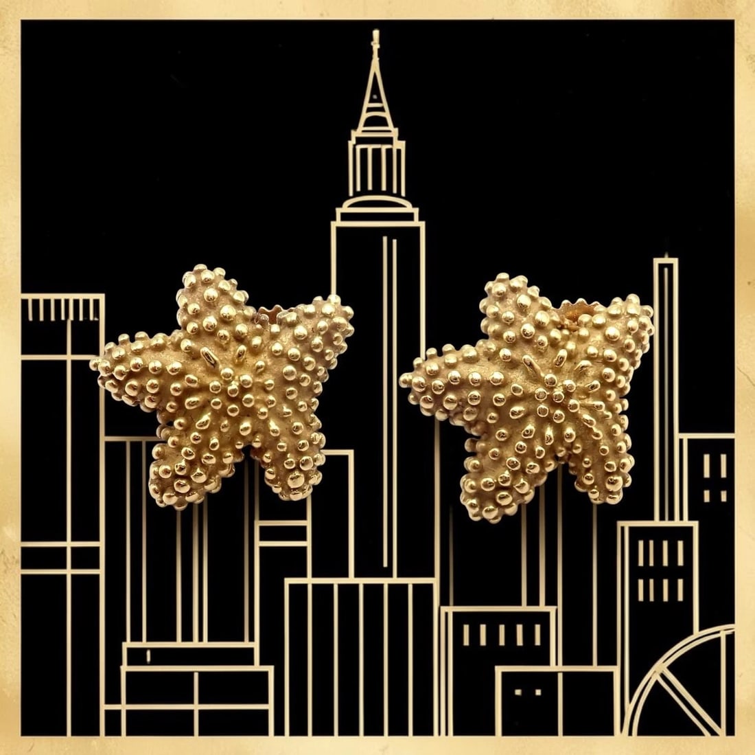 Rare! Vintage Tiffany & Co 18k Yellow Gold Bumpy Starfish Stud Earrings - 2