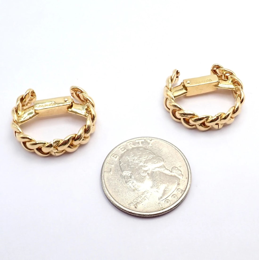 Authentic! Verdura 18k Yellow Gold Classic Rope Stirrup Cufflinks - 10