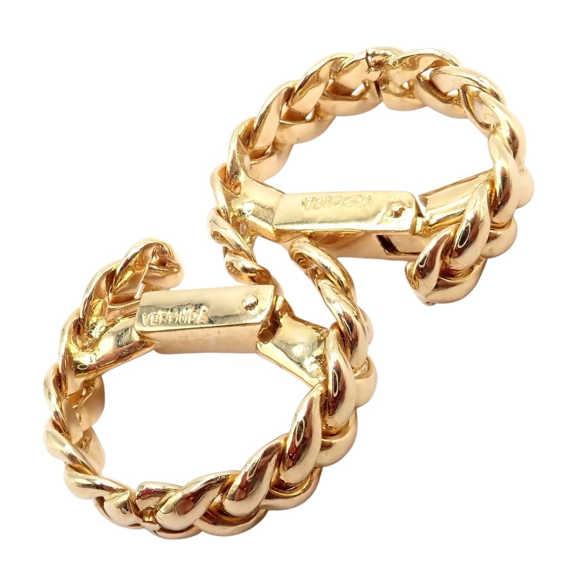 Authentic! Verdura 18k Yellow Gold Classic Rope Stirrup Cufflinks - 5