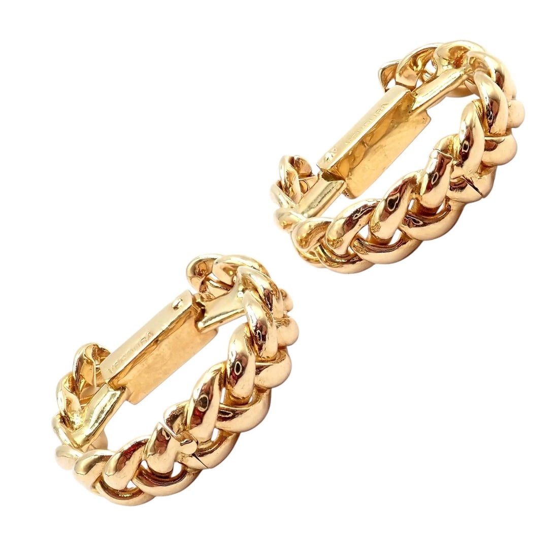 Authentic! Verdura 18k Yellow Gold Classic Rope Stirrup Cufflinks - 6