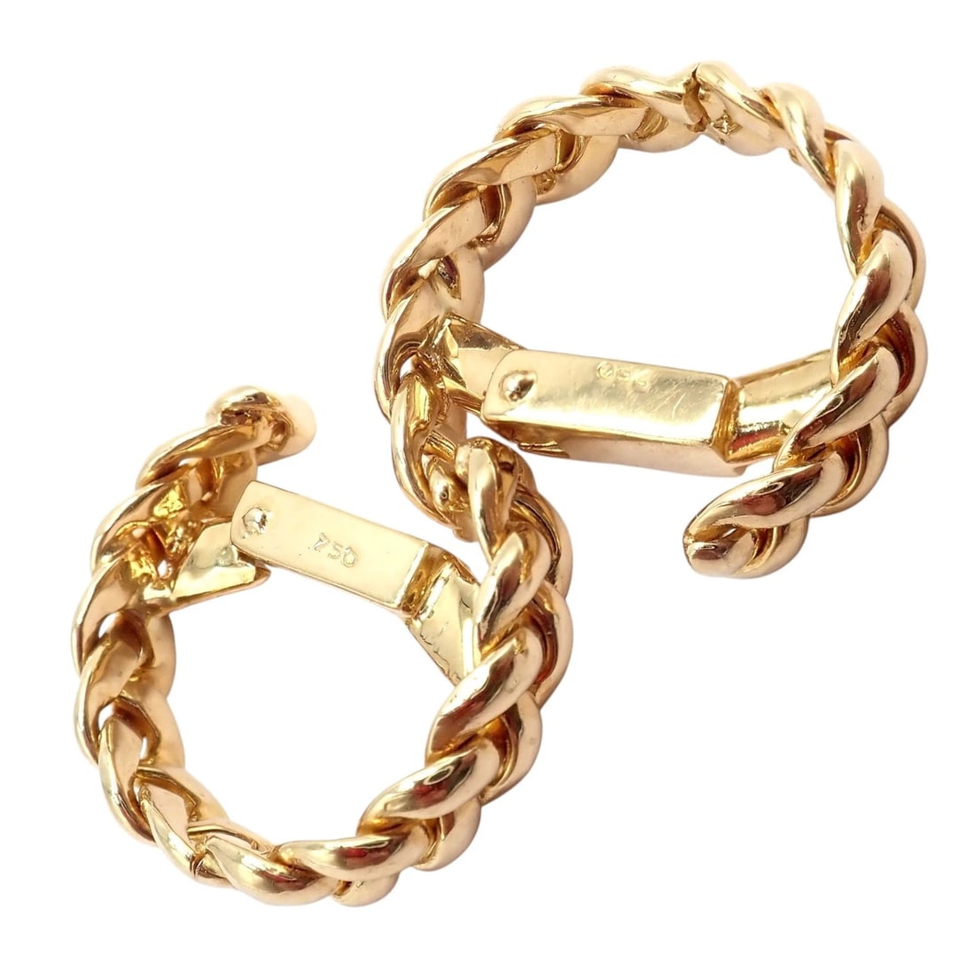 Authentic! Verdura 18k Yellow Gold Classic Rope Stirrup Cufflinks - 7