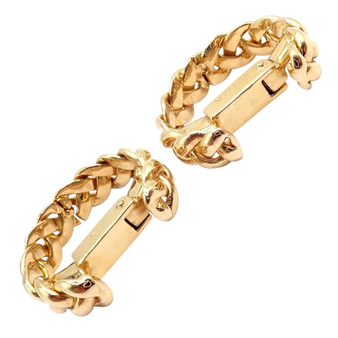 Authentic! Verdura 18k Yellow Gold Classic Rope Stirrup Cufflinks - 8