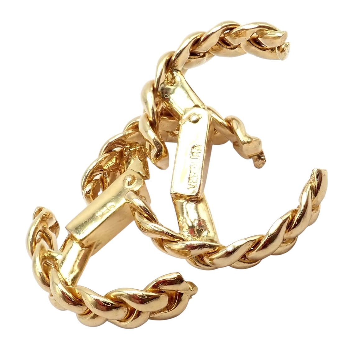 Authentic! Verdura 18k Yellow Gold Classic Rope Stirrup Cufflinks - 9
