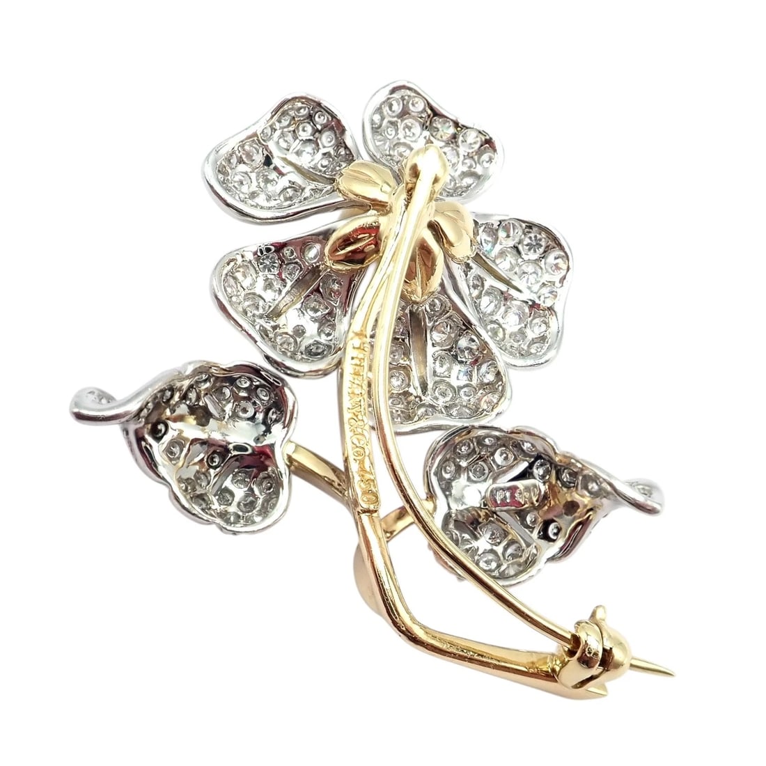 Vintage! Tiffany & Co 18k Yellow Gold Platinum Diamond Pearl Pin Brooch - 10
