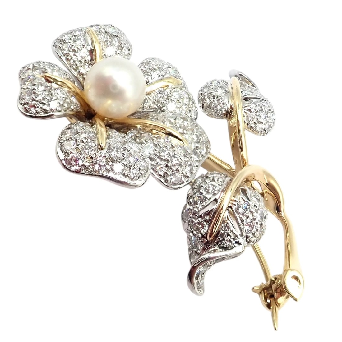 Vintage! Tiffany & Co 18k Yellow Gold Platinum Diamond Pearl Pin Brooch - 11