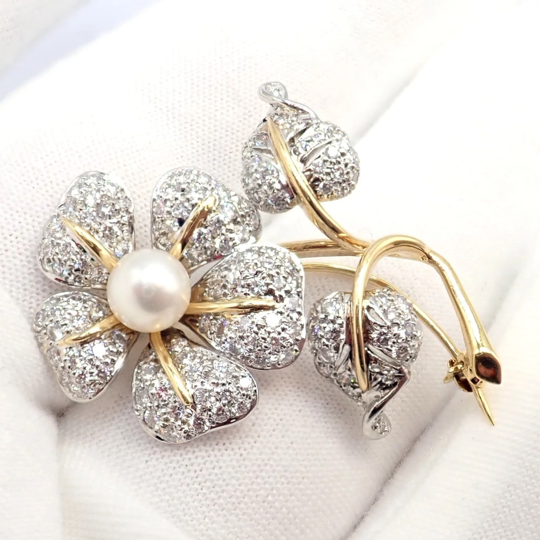 Vintage! Tiffany & Co 18k Yellow Gold Platinum Diamond Pearl Pin Brooch - 7