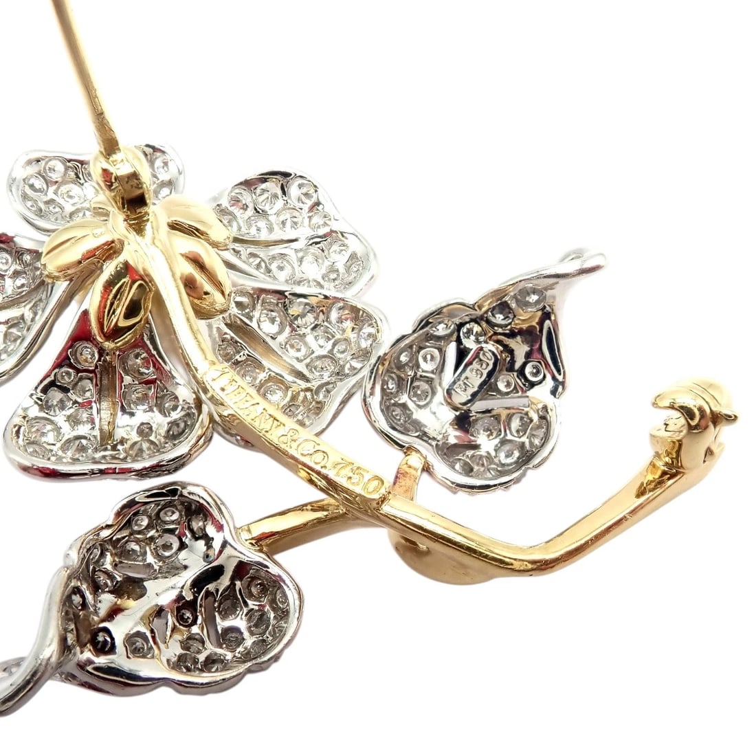 Vintage! Tiffany & Co 18k Yellow Gold Platinum Diamond Pearl Pin Brooch - 9