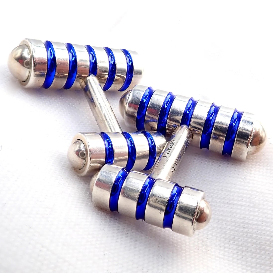 Tiffany & Co. Picasso Sterling Silver Cobalt Blue Enamel Cufflinks Germany - 10