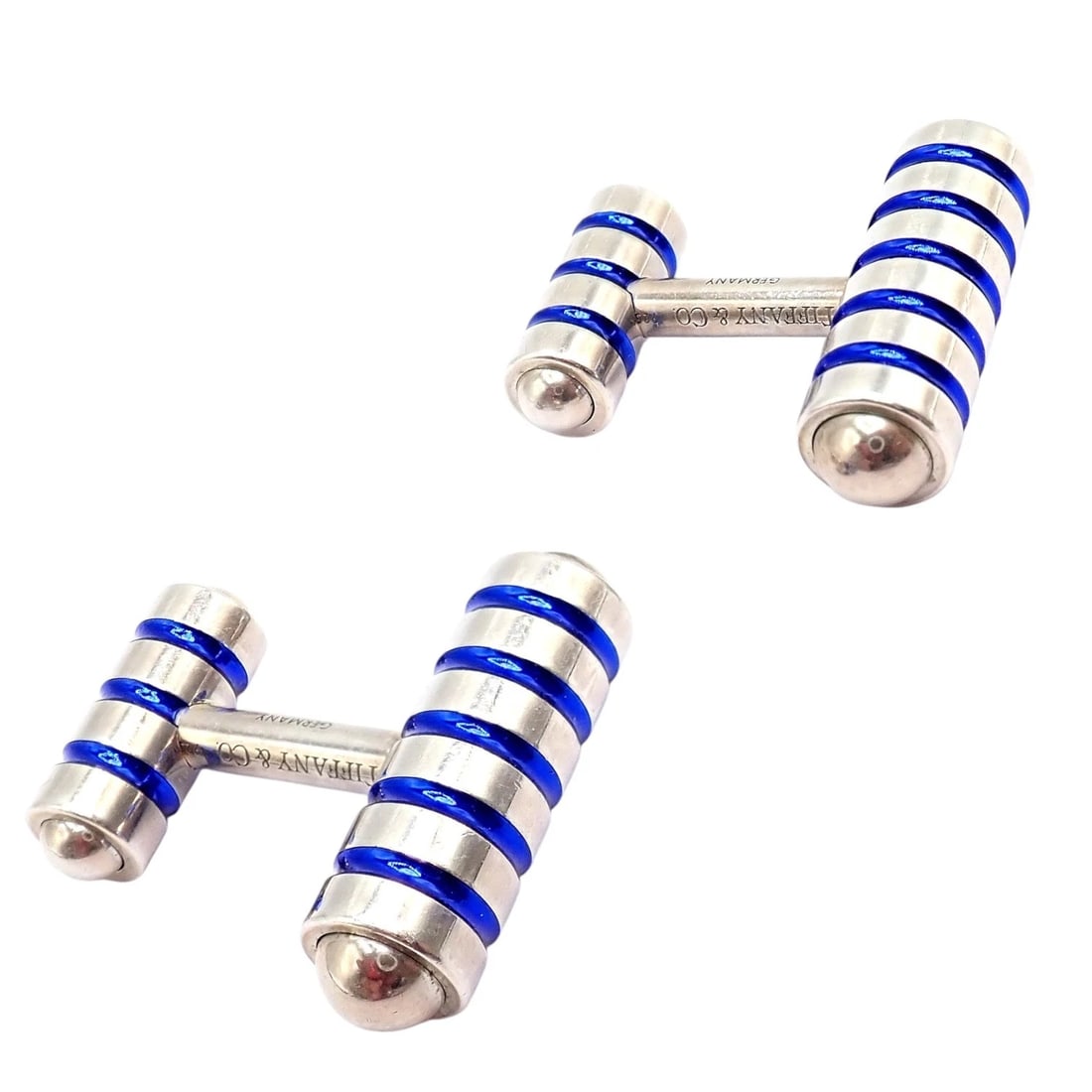 Tiffany & Co. Picasso Sterling Silver Cobalt Blue Enamel Cufflinks Germany - 3