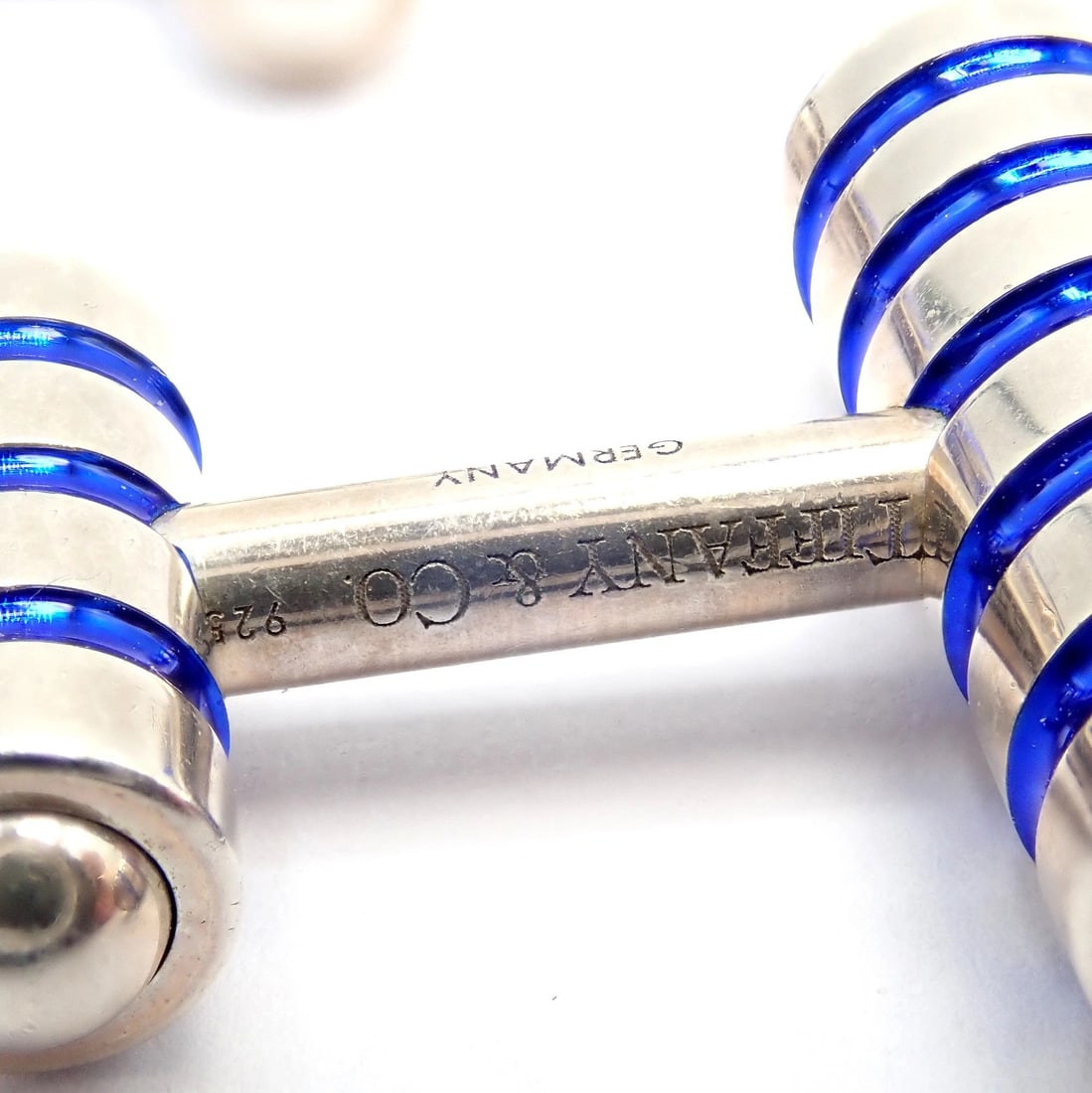 Tiffany & Co. Picasso Sterling Silver Cobalt Blue Enamel Cufflinks Germany - 4