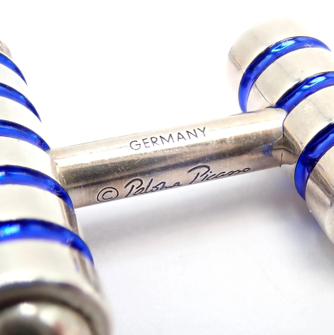 Tiffany & Co. Picasso Sterling Silver Cobalt Blue Enamel Cufflinks Germany - 5