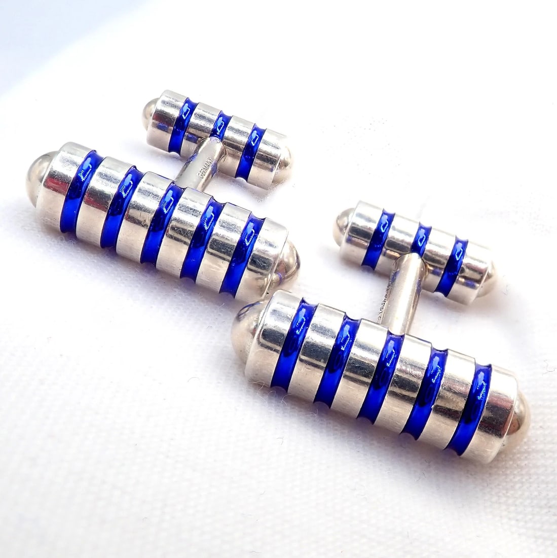 Tiffany & Co. Picasso Sterling Silver Cobalt Blue Enamel Cufflinks Germany - 9