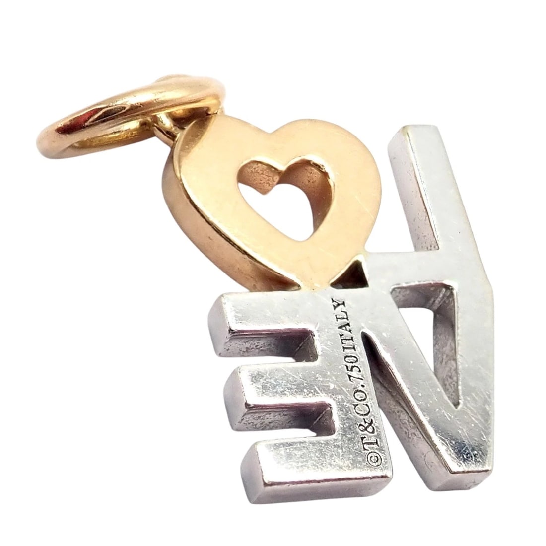 Tiffany & Co. 18k Yellow + White Gold LOVE Philadelphia Diamond Pendant Charm - 3