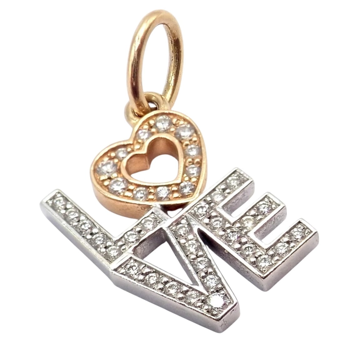 Tiffany & Co. 18k Yellow + White Gold LOVE Philadelphia Diamond Pendant Charm - 4