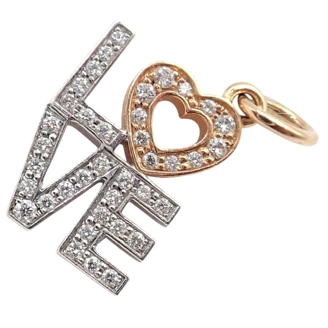 Tiffany & Co. 18k Yellow + White Gold LOVE Philadelphia Diamond Pendant Charm - 5
