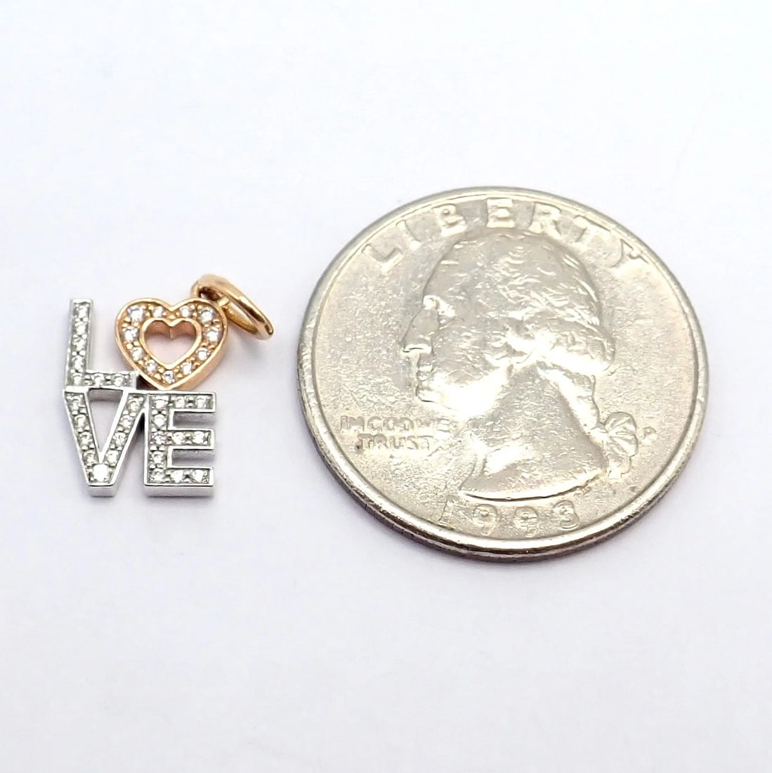 Tiffany & Co. 18k Yellow + White Gold LOVE Philadelphia Diamond Pendant Charm - 6