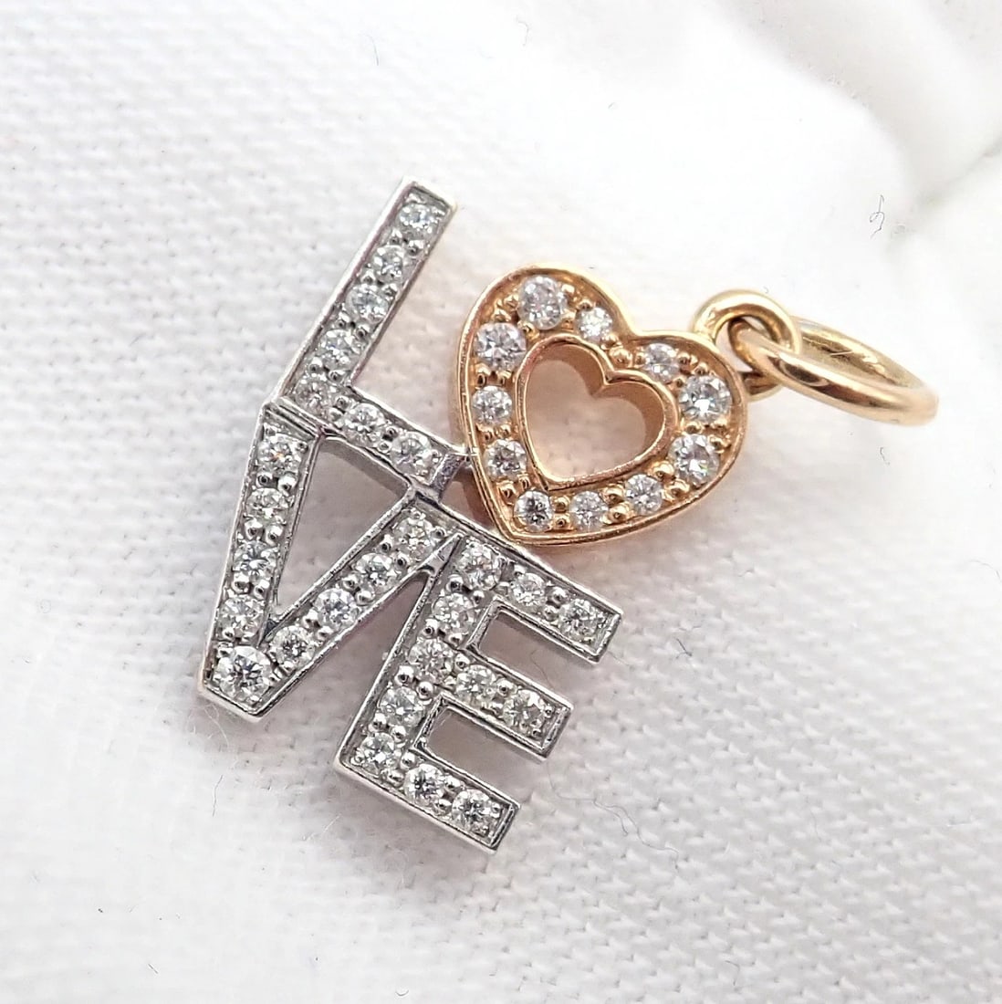 Tiffany & Co. 18k Yellow + White Gold LOVE Philadelphia Diamond Pendant Charm - 7