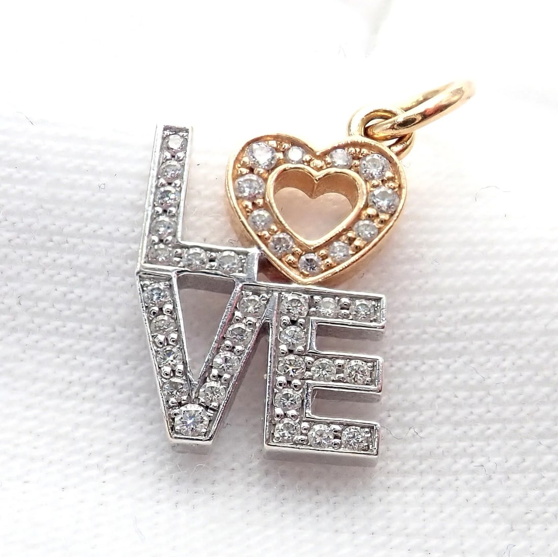 Tiffany & Co. 18k Yellow + White Gold LOVE Philadelphia Diamond Pendant Charm - 8