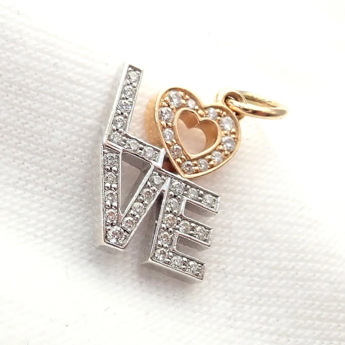 Tiffany & Co. 18k Yellow + White Gold LOVE Philadelphia Diamond Pendant Charm - 9