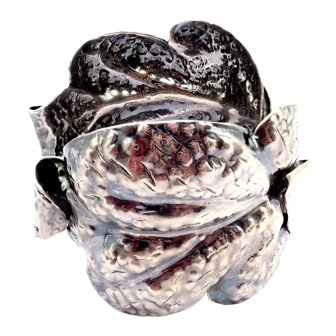 Rare! Vintage Mario Buccellati Silver Magnolia Leaf Branch Cuff Bracelet - 10