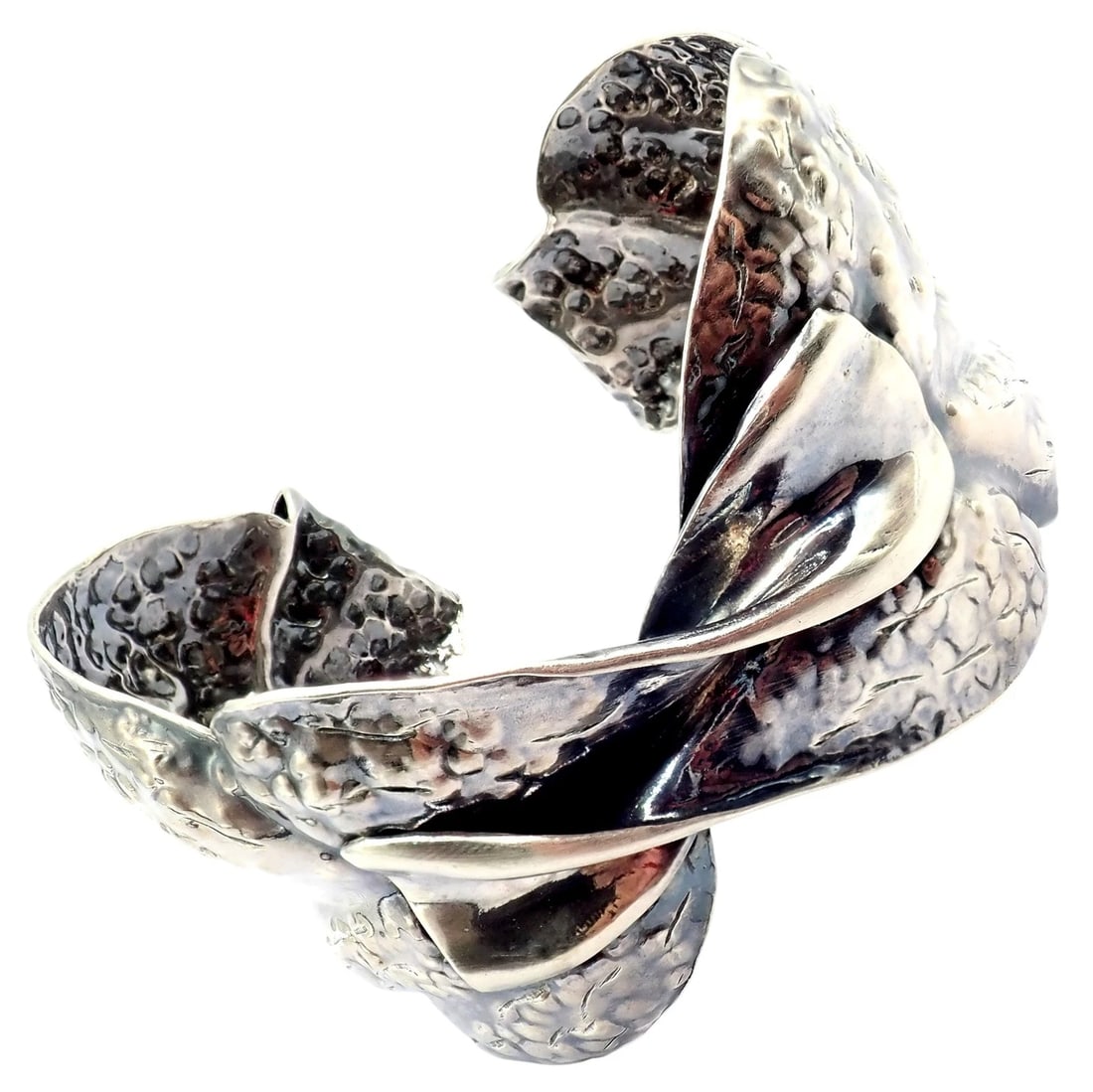 Rare! Vintage Mario Buccellati Silver Magnolia Leaf Branch Cuff Bracelet - 11