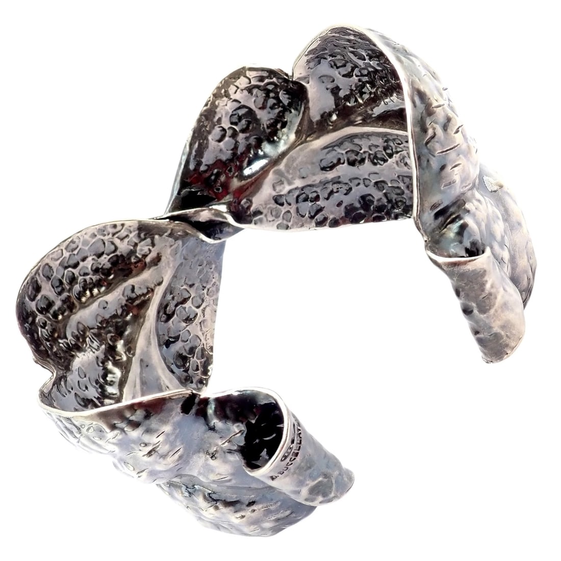 Rare! Vintage Mario Buccellati Silver Magnolia Leaf Branch Cuff Bracelet - 3