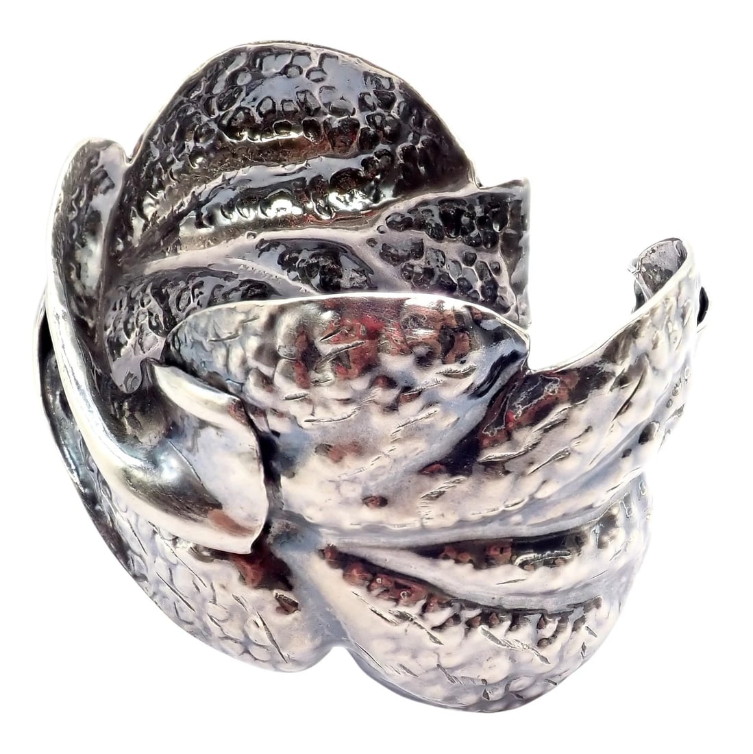 Rare! Vintage Mario Buccellati Silver Magnolia Leaf Branch Cuff Bracelet - 5
