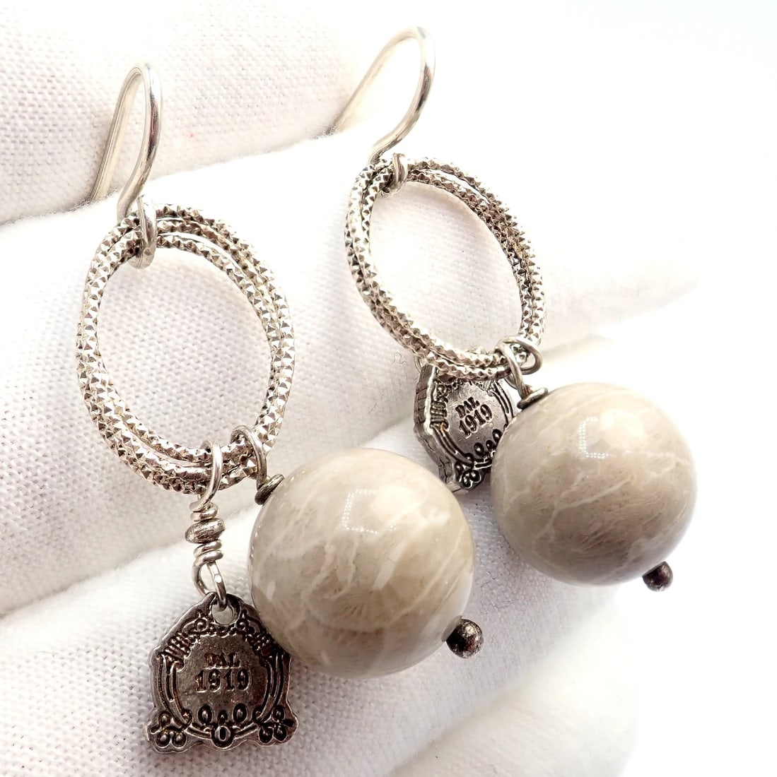 Rare! Mario Buccellati Free Time Silver Oval River Stone Earrings - 4