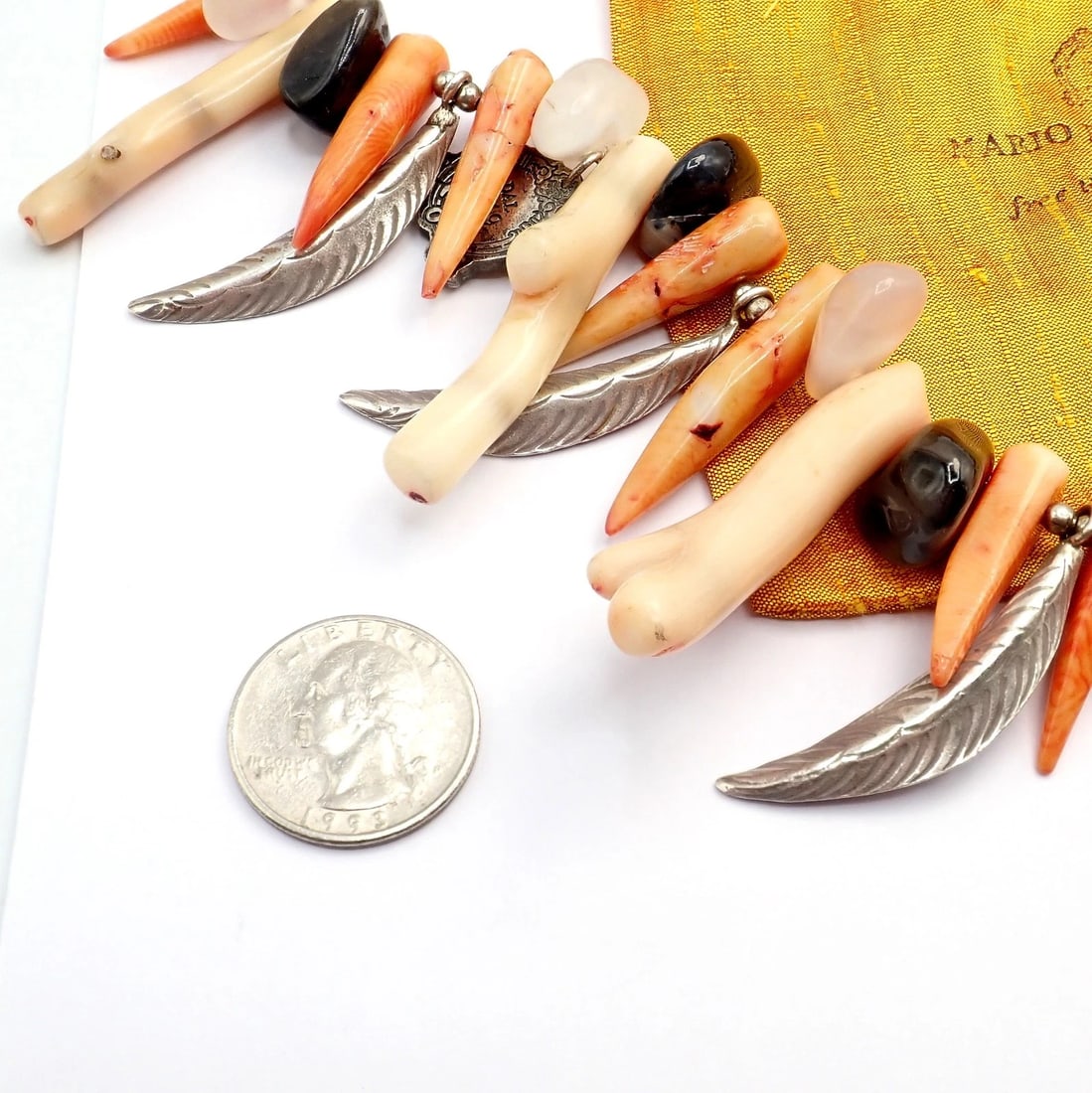 Rare! Mario Buccellati Free Time Silver Large Flying Fish Feather Coral Necklace - 10