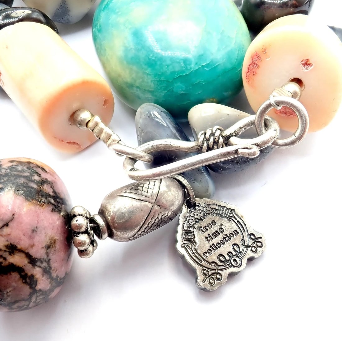 Rare! Mario Buccellati Free Time Silver Large Snake Turtle River Stone Necklace - 11