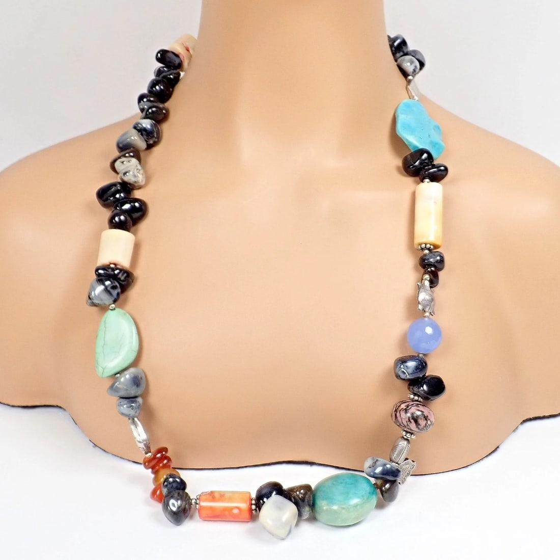 Rare! Mario Buccellati Free Time Silver Large Snake Turtle River Stone Necklace - 4