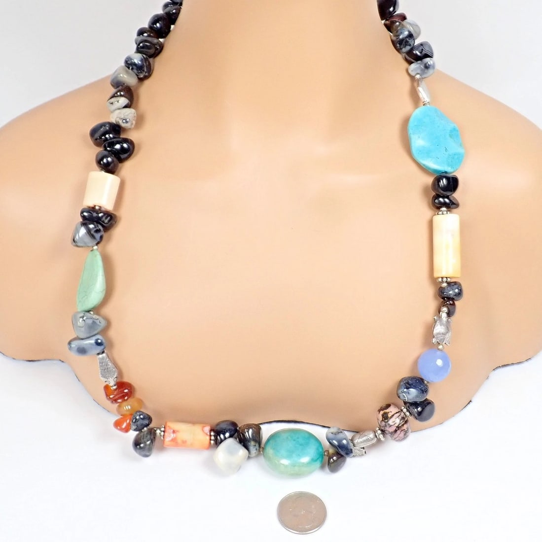 Rare! Mario Buccellati Free Time Silver Large Snake Turtle River Stone Necklace - 5