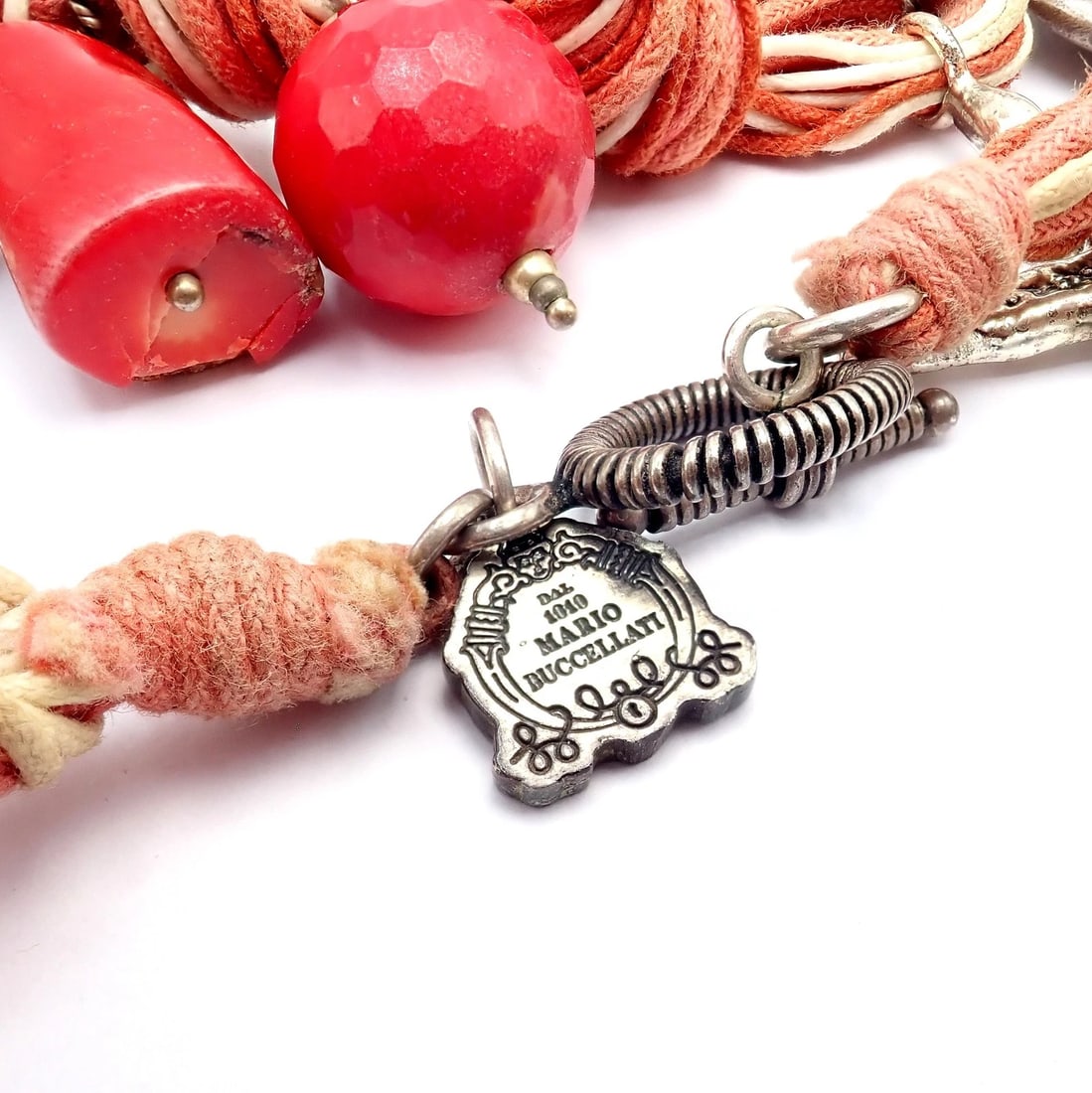 Rare! Vintage Mario Buccellati Free Time Silver Large Red Coral Fish Necklace - 5