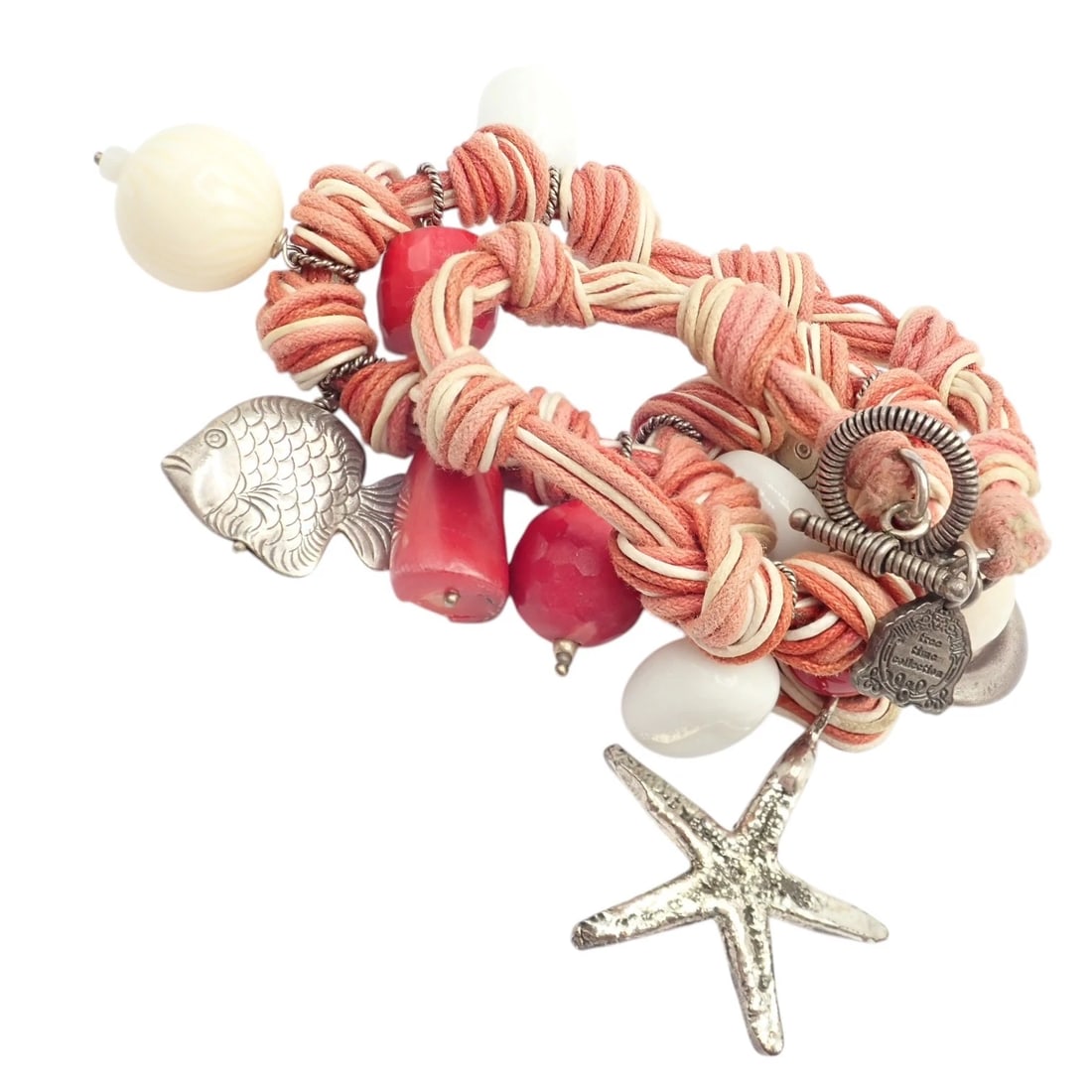 Rare! Vintage Mario Buccellati Free Time Silver Large Red Coral Fish Necklace - 8