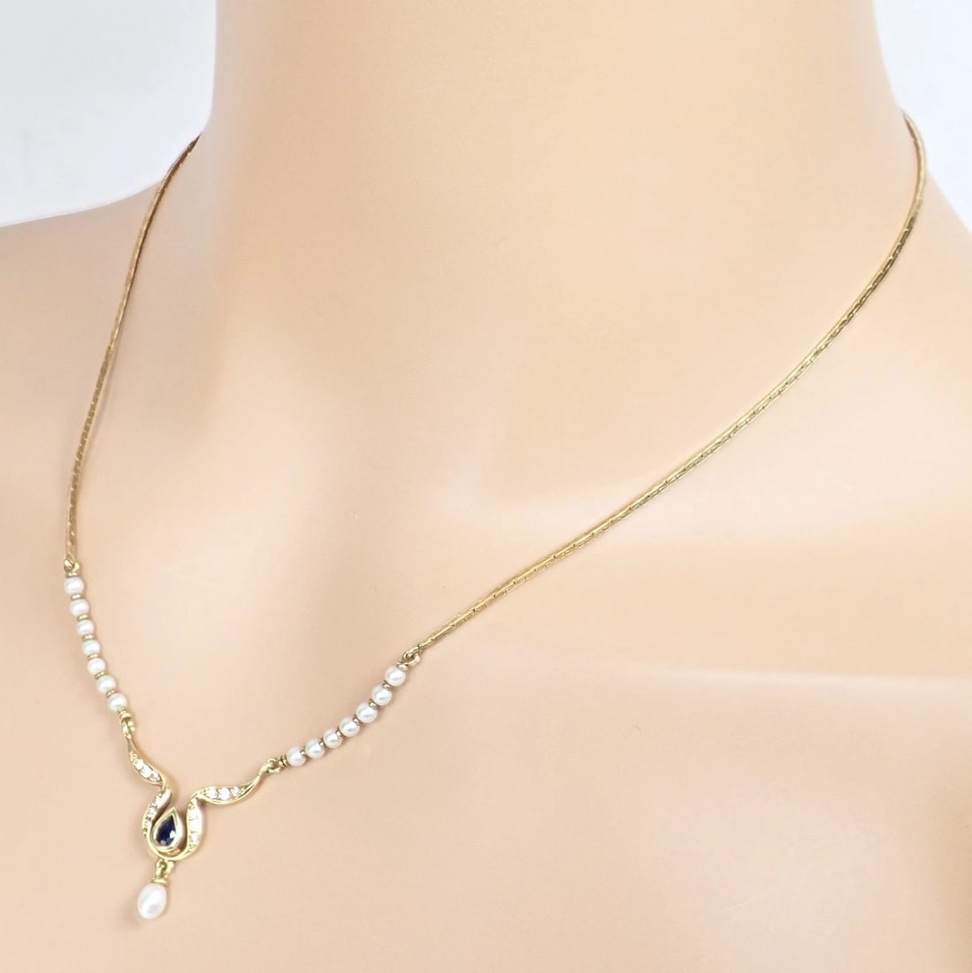 Rare Authentic H. Stern 18k Yellow Gold Diamond Sapphire Teardrop Pearl Necklace - 6