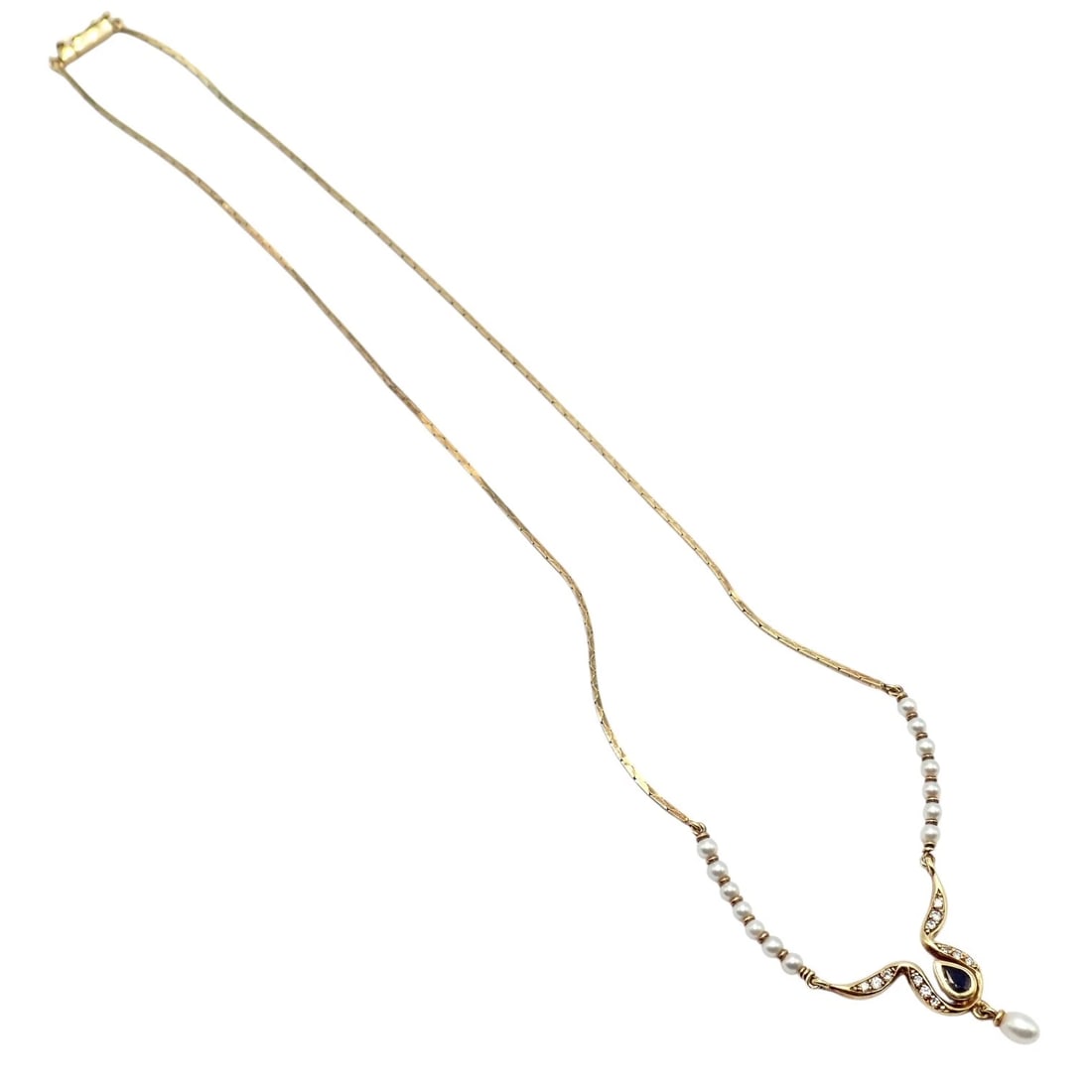 Rare Authentic H. Stern 18k Yellow Gold Diamond Sapphire Teardrop Pearl Necklace - 7