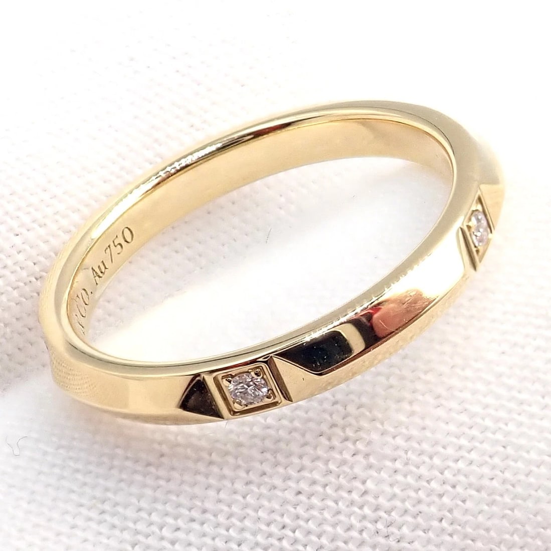 Authentic! Tiffany & Co. 18k Yellow Gold Diamond True 2.5mm Band Ring sz 6 - 5