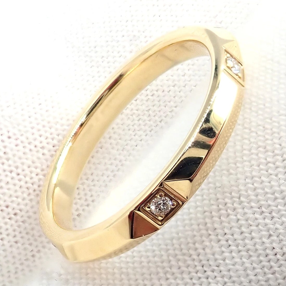 Authentic! Tiffany & Co. 18k Yellow Gold Diamond True 2.5mm Band Ring sz 6 - 6