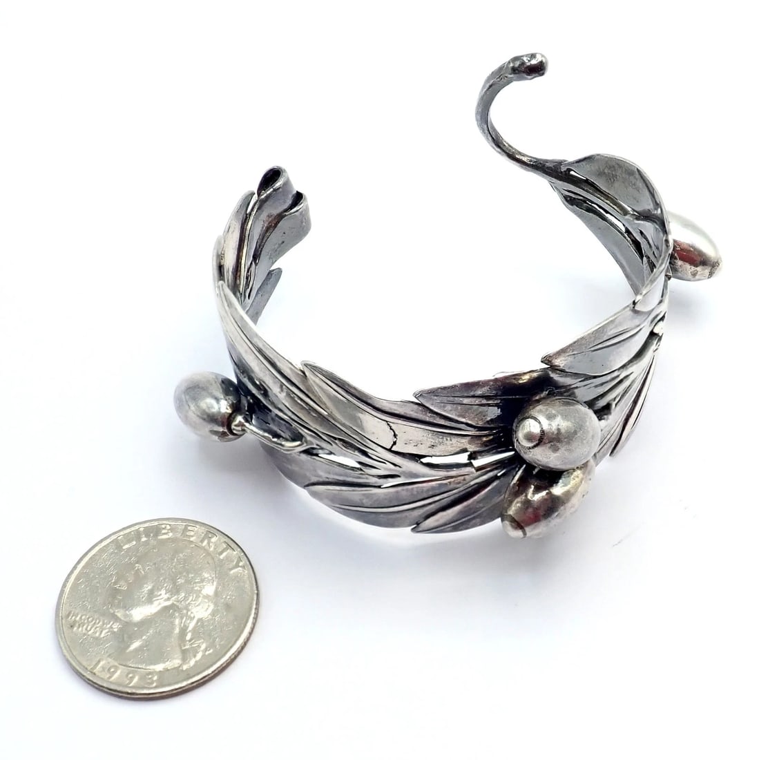 Rare! Vintage Mario Buccellati Silver Olive Leaf Branch Cuff Bracelet - 10