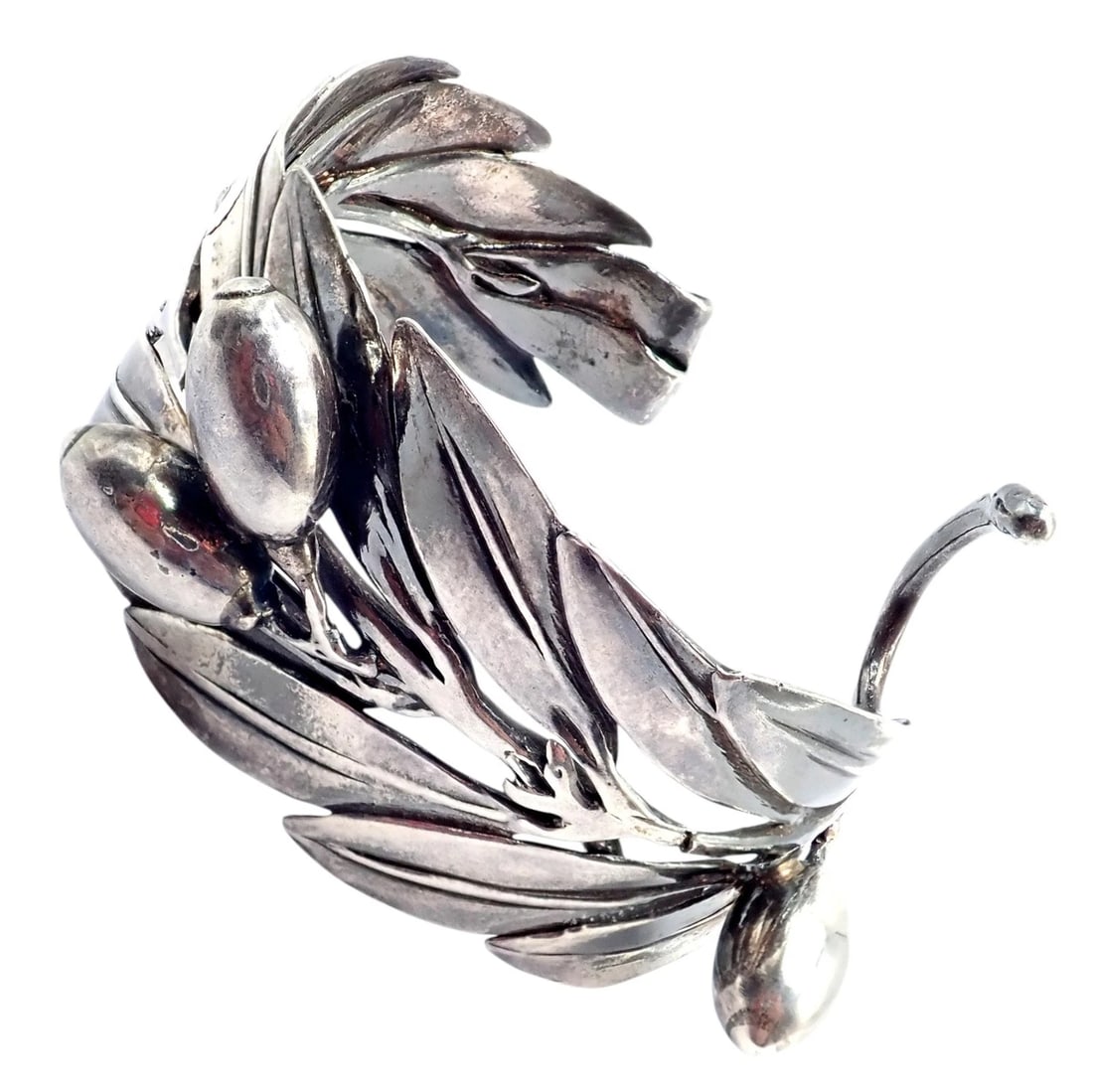 Rare! Vintage Mario Buccellati Silver Olive Leaf Branch Cuff Bracelet - 5